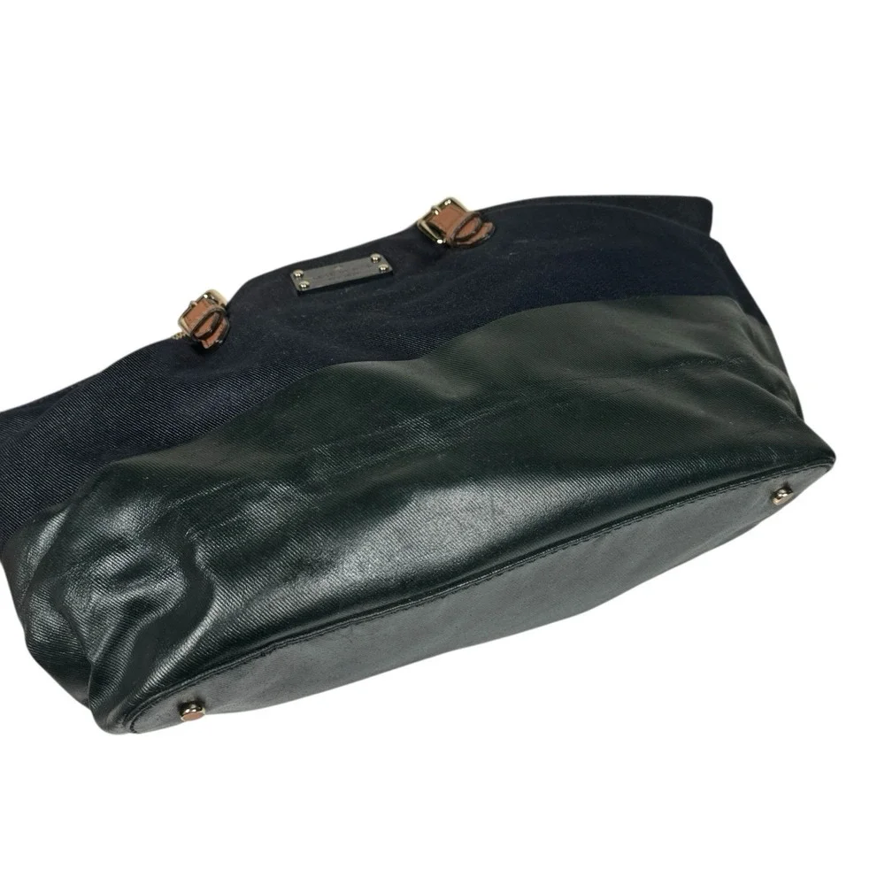 KATE SPADE Dixon Blaine Bag‎ Indigo Blue Denim Canvas Leather Satchel